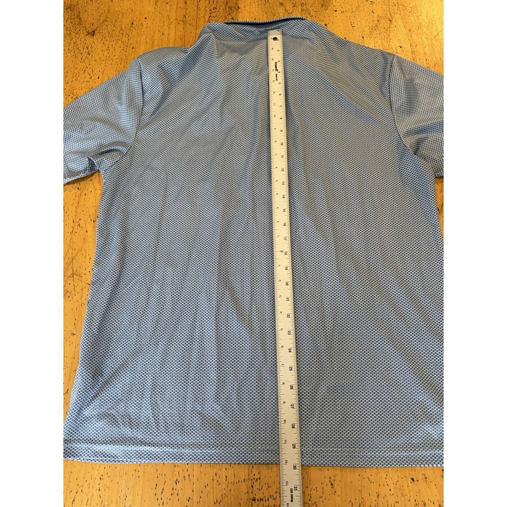 Collars & Co Dress Collar Polo Mens XL Performance Blue Geometric Print All Over - Picture 7 of 8